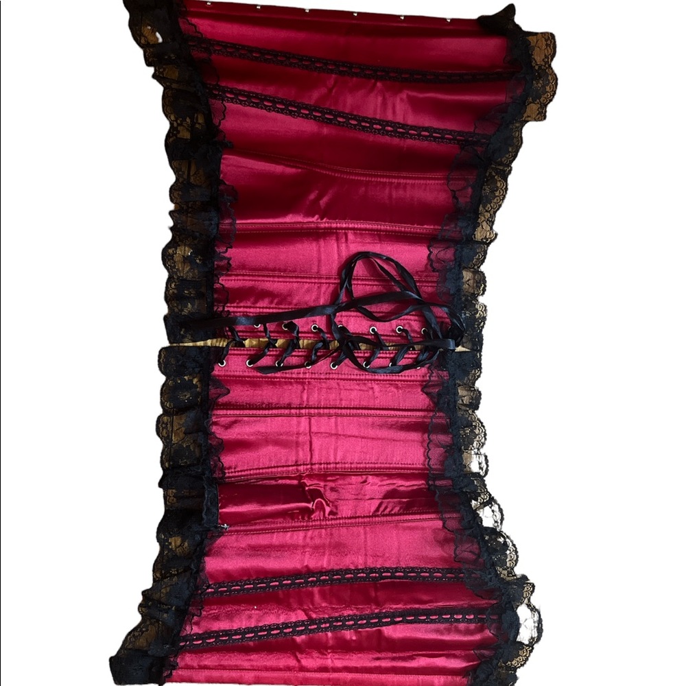 Red Lace up Corset Sz L - Used once - Picture 3 of 5